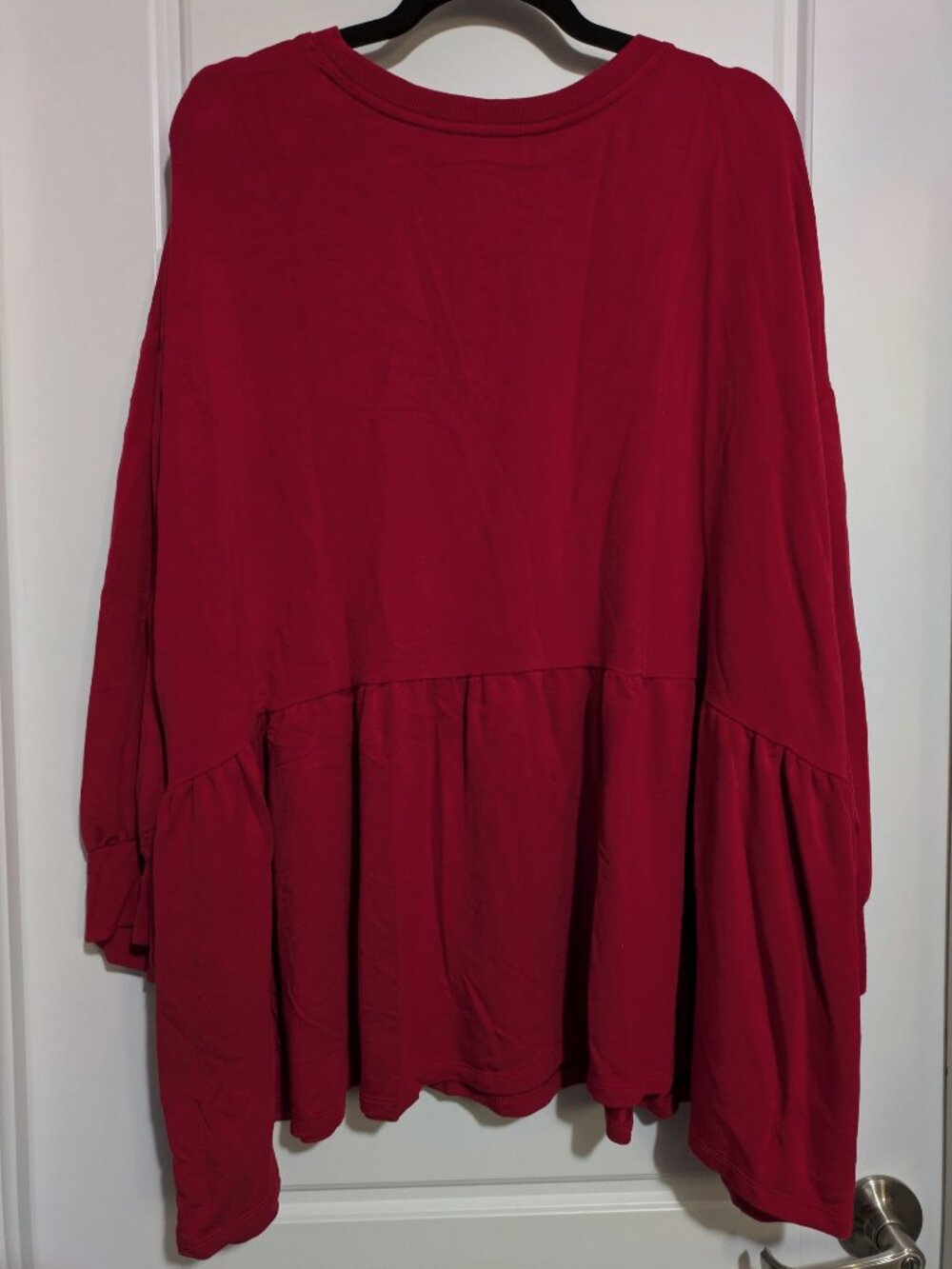 Tommy Hilfiger Peplum Red Sweatshirt Plus Sized Long Sleeved Top (3X) - Picture 2 of 5